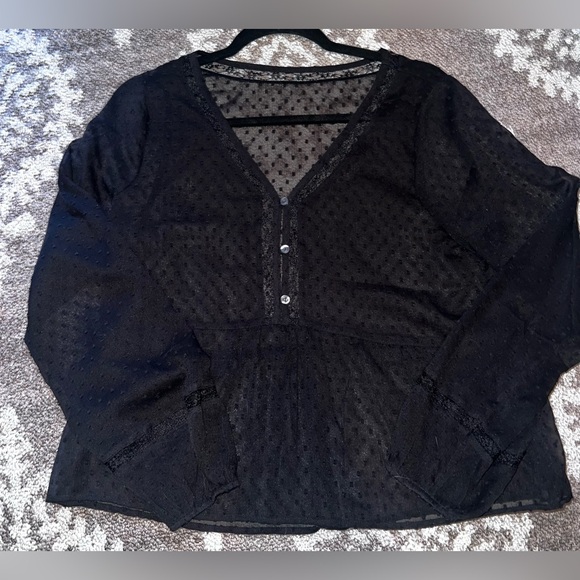 ⭐️Hollister⭐️Black Long-sleeve see through Baby Doll Shirt, size Medium ⭐️ - Picture 7 of 12